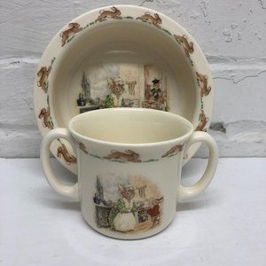 ROYAL DOULTON Vintage Bunnykins Nurseryware Infant 2-Piece Set